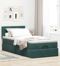 Ottoman-Bett mit Matratze Dunkelgrün 90x190 cm Samt