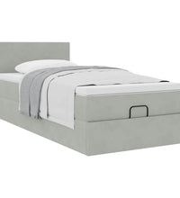 Ottoman-Bett mit Matratze Hellgrau 90x200 cm Samt