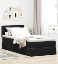 Ottoman-Bett mit Matratze Schwarz 90x200 cm Samt