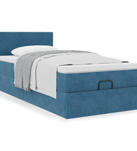Ottoman-Bett mit Matratze Dunkelblau 90x200 cm Samt
