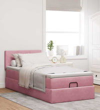 Ottoman-Bett mit Matratze Rosa 90x200 cm Samt