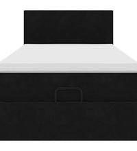 Ottoman-Bett mit Matratze Schwarz 100x200 cm Samt