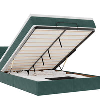 Ottoman-Bett mit Matratze Dunkelgrün 140x200 cm Samt