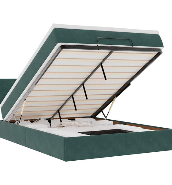 Ottoman-Bett mit Matratze Dunkelgrün 140x200 cm Samt