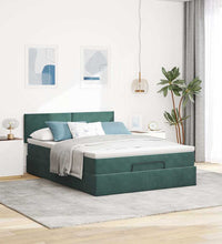 Ottoman-Bett mit Matratze Dunkelgrün 140x200 cm Samt