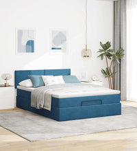 Ottoman-Bett mit Matratze Dunkelblau 140x200 cm Samt