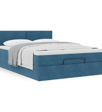 Ottoman-Bett mit Matratze Dunkelblau 140x200 cm Samt