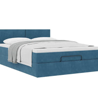 Ottoman-Bett mit Matratze Dunkelblau 140x200 cm Samt
