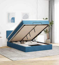 Ottoman-Bett mit Matratze Dunkelblau 140x200 cm Samt