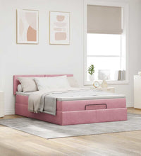 Ottoman-Bett mit Matratze Rosa 140x200 cm Samt