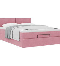 Ottoman-Bett mit Matratze Rosa 140x200 cm Samt