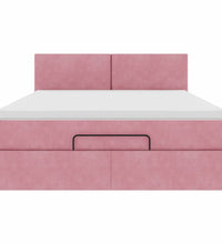 Ottoman-Bett mit Matratze Rosa 140x200 cm Samt