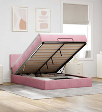 Ottoman-Bett mit Matratze Rosa 140x200 cm Samt