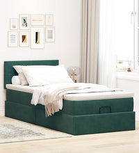 Ottoman-Bett mit Matratze Dunkelgrün 80x200 cm Samt