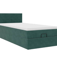 Ottoman-Bett mit Matratze Dunkelgrün 80x200 cm Samt