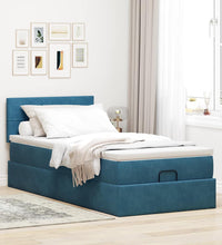 Ottoman-Bett mit Matratze Dunkelblau 80x200 cm Samt