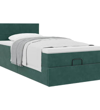 Ottoman-Bett mit Matratze Dunkelgrün 90x190 cm Samt