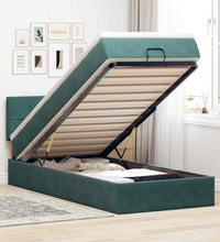 Ottoman-Bett mit Matratze Dunkelgrün 90x190 cm Samt