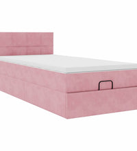 Ottoman-Bett mit Matratze Rosa 90x190 cm Samt