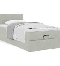 Ottoman-Bett mit Matratze Hellgrau 90x200 cm Samt
