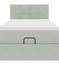 Ottoman-Bett mit Matratze Hellgrau 90x200 cm Samt