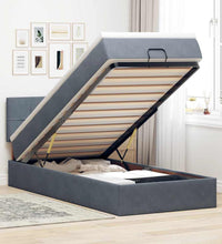 Ottoman-Bett mit Matratze Dunkelgrau 90x200 cm Samt