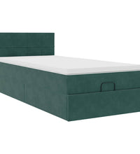 Ottoman-Bett mit Matratze Dunkelgrün 90x200 cm Samt