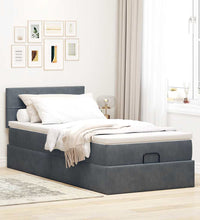 Ottoman-Bett mit Matratze Dunkelgrau 100x200 cm Samt