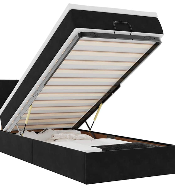 Ottoman-Bett mit Matratze Schwarz 100x200 cm Samt