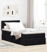 Ottoman-Bett mit Matratze Schwarz 100x200 cm Samt