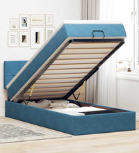 Ottoman-Bett mit Matratze Dunkelblau 100x200 cm Samt