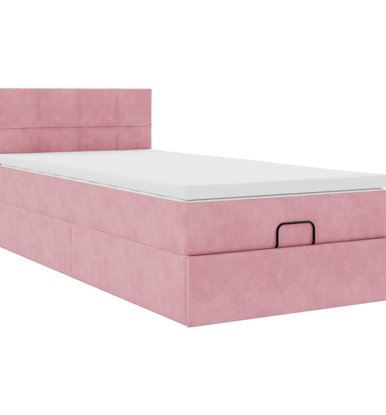 Ottoman-Bett mit Matratze Rosa 100x200 cm Samt