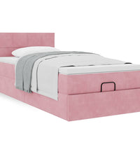 Ottoman-Bett mit Matratze Rosa 100x200 cm Samt