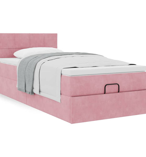 Ottoman-Bett mit Matratze Rosa 100x200 cm Samt