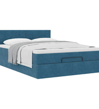 Ottoman-Bett mit Matratze Dunkelblau 140x200 cm Samt