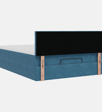 Ottoman-Bett mit Matratze Dunkelblau 140x200 cm Samt