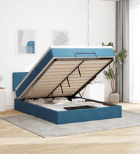 Ottoman-Bett mit Matratze Dunkelblau 140x200 cm Samt