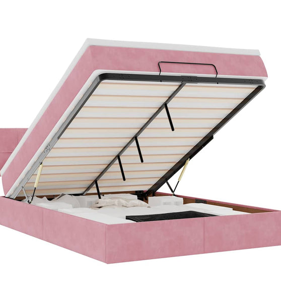 Ottoman-Bett mit Matratze Rosa 140x200 cm Samt