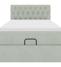 Ottoman-Bett mit Matratze Hellgrau 80x200 cm Samt