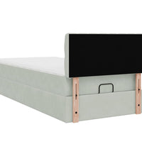 Ottoman-Bett mit Matratze Hellgrau 80x200 cm Samt