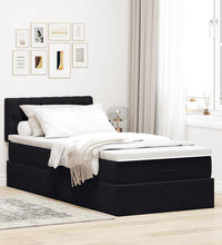 Ottoman-Bett mit Matratze Schwarz 80x200 cm Samt