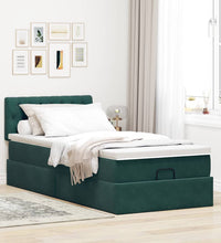 Ottoman-Bett mit Matratze Dunkelgrün 80x200 cm Samt