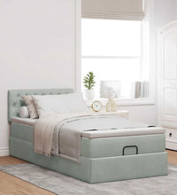 Ottoman-Bett mit Matratze Hellgrau 90x190 cm Samt