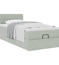 Ottoman-Bett mit Matratze Hellgrau 90x190 cm Samt