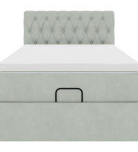 Ottoman-Bett mit Matratze Hellgrau 90x200 cm Samt