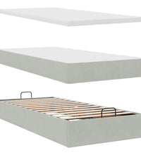 Ottoman-Bett mit Matratze Hellgrau 90x200 cm Samt