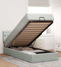 Ottoman-Bett mit Matratze Hellgrau 90x200 cm Samt