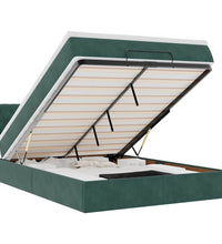 Ottoman-Bett mit Matratze Dunkelgrün 140x200 cm Samt