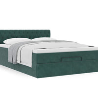 Ottoman-Bett mit Matratze Dunkelgrün 140x200 cm Samt