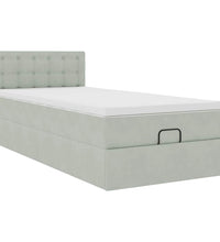 Ottoman-Bett mit Matratze Hellgrau 80x200 cm Samt